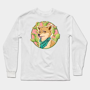 Cute disgruntled Shiba Inu dog Long Sleeve T-Shirt